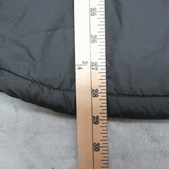 North Face Jacket Mens Medium Black Quilted Snap Front Hooded Insulated Puffer - Picture 13 of 14